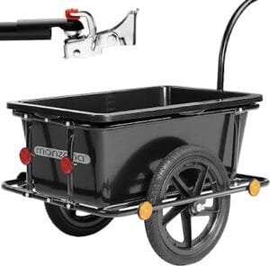 MONZANA® Fahrradanhänger mit 90L Kunststoffwanne inklusive Kupplung Lastenanhänger Transportanhänger Anhänger Handwagen MONZANA® Fahrradanhänger mit 90L Kunststoffwanne inklusive Kupplung Lastenanhänger Transportanhänger Anhänger Handwagen
