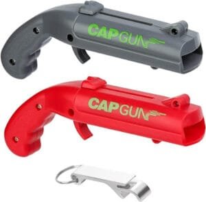 Cap Gun Flaschenöffner, 2 Packungen, Bieröffner, Bierflasche, Flaschenverschluss, gun shooter, gun launcher, opener, Bierdeckelpistole für Home, Bar und Party.